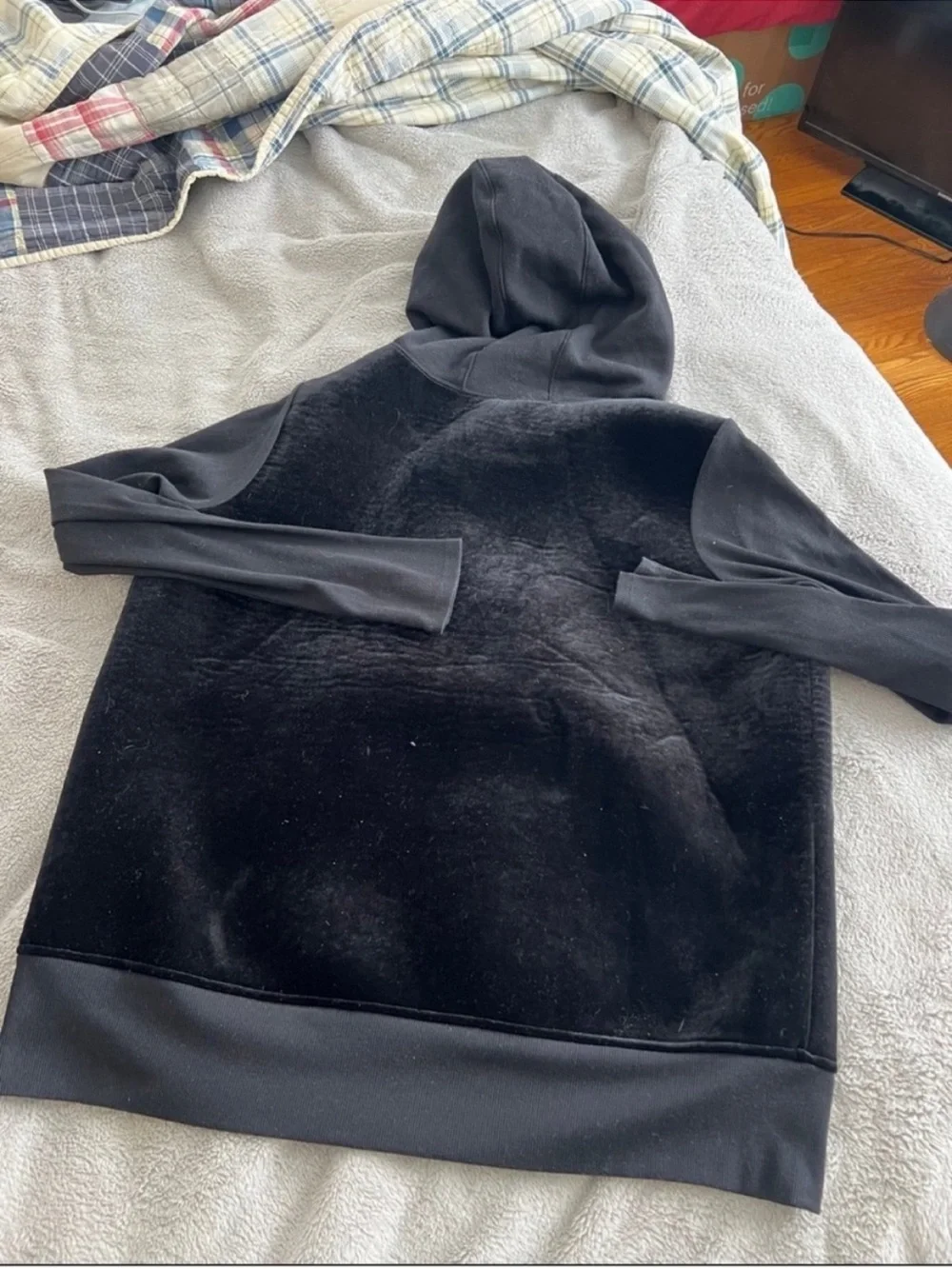 Alo Yoga Black Velvet Velour Sweatshirt Hoodie Large